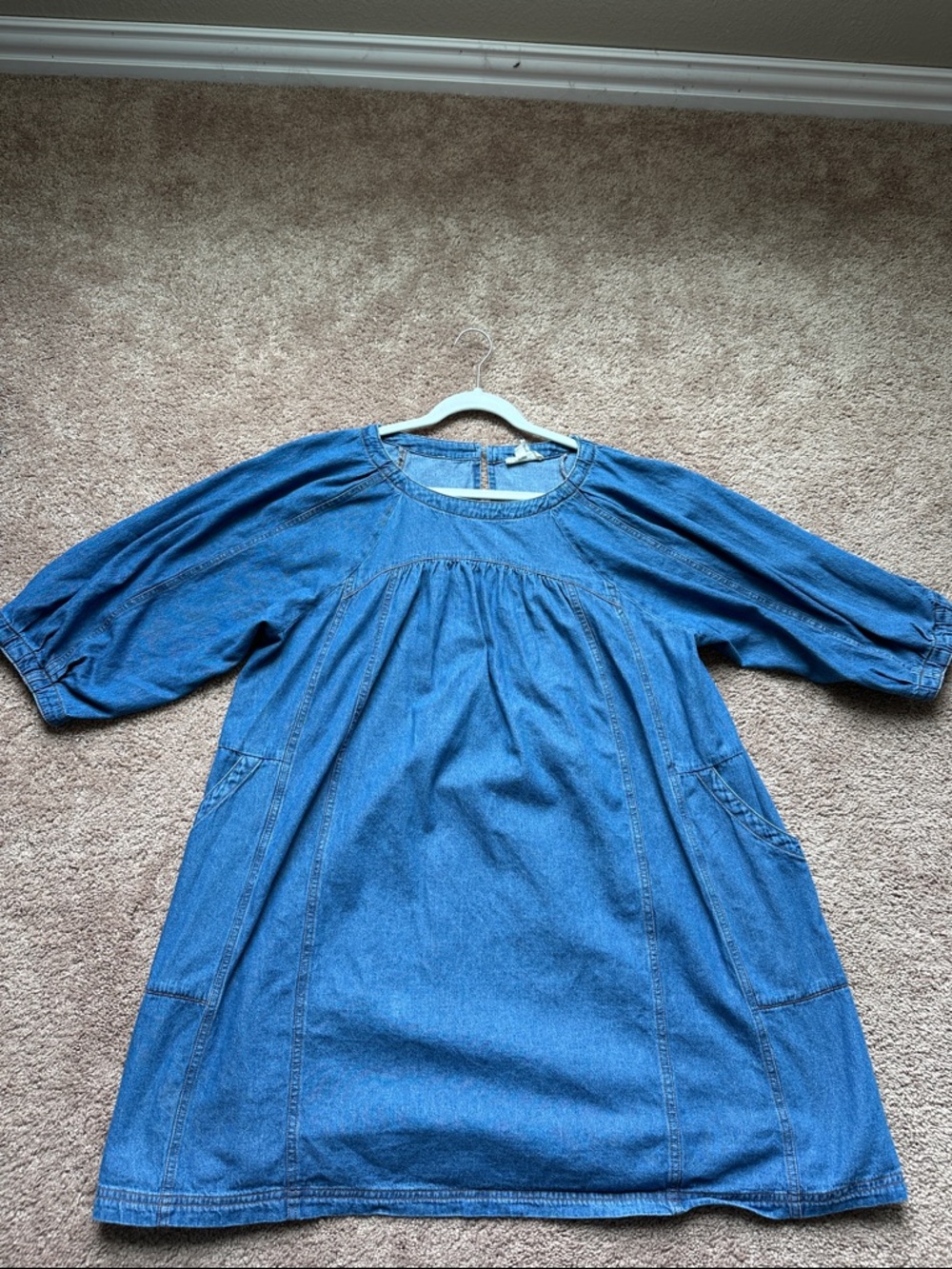 entro Blue Denim Short Sleeve Shift Dress
